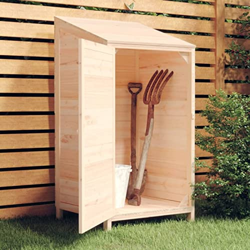 SECOLI Geräteschuppen Holz Geräteschrank Gerätehaus Natur Geräteschuppen Outdoor 55 x 52 x 112 cm Terrassenschrank Holz Outdoor Schrank Garten Massivholz Tanne