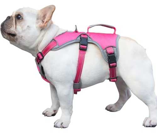 Huntboo sicherheitsgeschirr Hund Ausbruchsicher, Panikgeschirr für Hunde, Reflektierendes Geschirr mit Griff, Verstellbare Hundegeschirr für Mittlegroße Große Hunde zum Training Laufen (Rosarot, S)