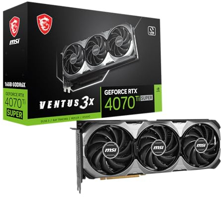 MSI Gaming RTX 4070 TI Super 16G Ventus 3X Scheda grafica (NVIDIA RTX 4070 Ti Super, 256 bit, Boost Clock: 2625 MHz, 16 GB GDRR6X 21 Gbps, HDMI/DP, architettura Ada Lovelace)
