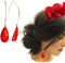 Pendientes Flamenca Mujer Imitación Piedra Natural muy ligeros-Dorados y distintos Rojos-Complementos flamenca-Pendientes Sevillana-Feria de Abril Accesorios