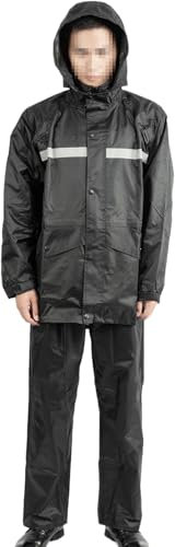 TOVCHEI Split Regenanzug Unisex Nacht Reflektierende Sicherheit Regenmantel Wasserdicht Atmungsaktiv Für Angeln, Radfahren, Outdoor-Sport,Schwarz,L