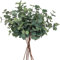 HNNFMY 6 Bunches Artificial Flowers Green Artificial Eucalyptus Stems,Faux Silk Eucalyptus Branch Fake Green Foliage Greenery Stem for Flower Arrangement Wedding Centerpiece Decor