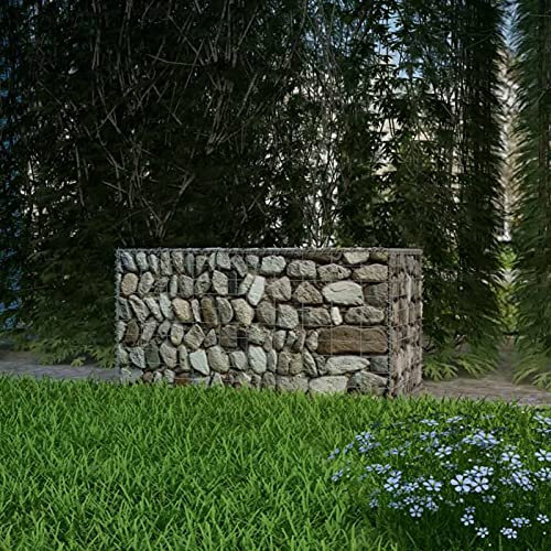 Gecheer Gabion Basket Galvanised Steel 100x50x50 cm Galvanised Stone Cage Patio Garden Lawn Terrace Backyard Gabion