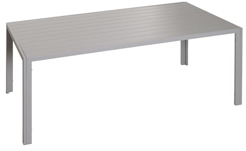 Mendler Alu-Esstisch HWC-N40, Tisch Bistrotisch Gartentisch Balkontisch, wetterfest 180x80cm - hellgrau