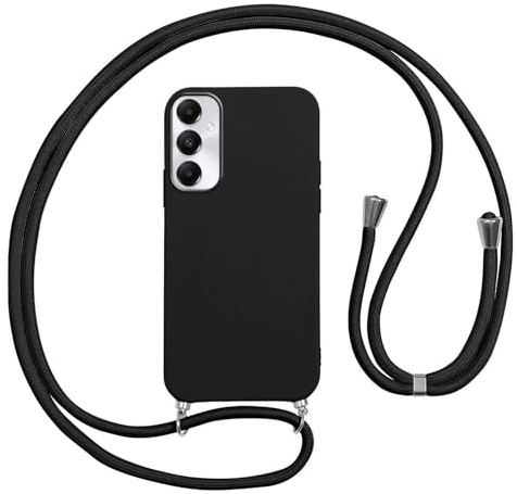 Vauki handyband für Samsung Galaxy A05s Hülle, HandyHülle mit Band Stoßfest Silikon Schutzhülle mit Kordel zum Umhängen für Samsung A05s 6.7 Zoll, Schwarz
