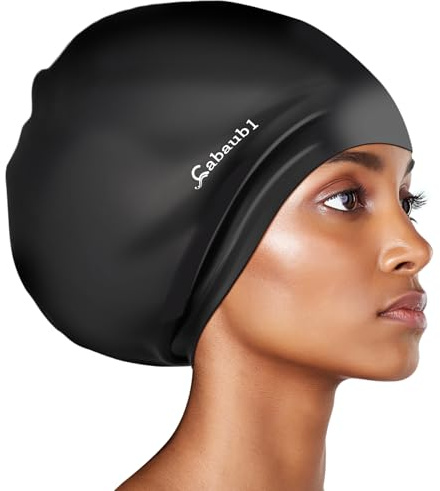 EOGRFW Badekappe Für Lange Haare, Extra Große Schwimmkappe | Silikon Wasserdicht Für Damen Und Herren, Dreadlocks, Afro Haarwebart, Haarverlängerungen, Zöpfe