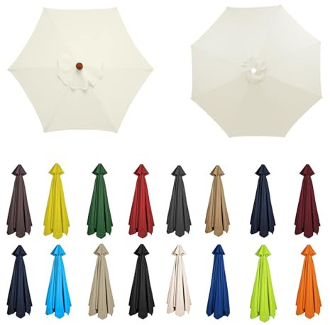 Telo di Ricambio per Ombrellone A 6 Stecche/8 Stecche, Telo di Ricambio per Ombrellone da Giardino, Copertura di Ricambio, per Tavolo, Ombrello, Baldacchino, per Spiaggia, Piscina(Color:Beige,Size:6ri