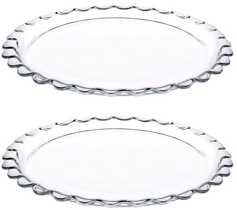 Queensway Home & Dining 26cm Large Round Clear Glass Dessert Plate Dish Serving Set of 1/2/4/6 Pcs - Home Restaurant Elegant Dining Tableware Set for Desserts Parties and Appetizers