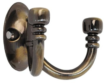 VIBE Double Robe Hook Vintage Acorn Style in Antique Brass