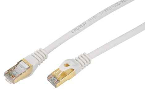 Labgear Cat 7 Ethernet Cable 20m White Shielded RJ45 Cat 7 Ethernet Patch Lead High-Speed Gigabit Network Cable, U/FTP 10Gbps 600Mhz/s RJ45 LAN Cable Internet Patch Cord