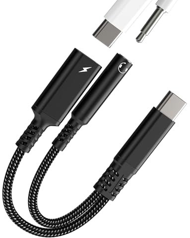 Adattatore USB C a 3.5mm Cuffie(2in1)per Apple iPhone 16 15 Cavo Aux Audio Type-C Ricarica Splitter per ipad tipo c Caricatore Convertitore Accessori compatibile per Samsung Headphone Microfono Dongle