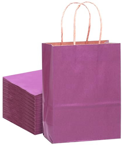 Gcardist Grandi 16 sacchetti di carta kraft viola con manici, 33 x 26 x 13 cm, sacchetti di carta da regalo
