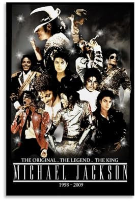 LNLEXTAR Collection Michael Jackson Vintage Poster Dekorative Malerei Leinwand Wandkunst Wohnzimmer Poster Schlafzimmer Malerei,Wandkunst Bilddruck Moderne Familienzimmer Dekor 08x12inch(20x30cm)