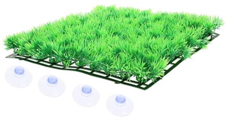 Toddmomy Tapis De Gazon Artificiel 25x25cm 4 Ventouses Décor Aquatique en Plastique Sûr Tapis d'herbe Simulé pour Aquarium Accessoire pour Terrarium Et Aquarium