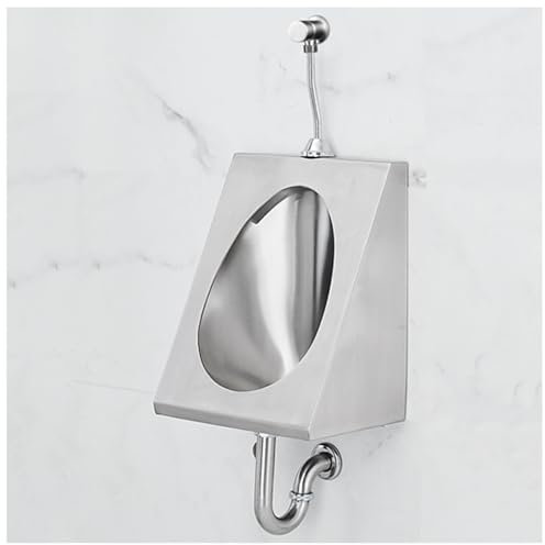 CAFIEDR Urinal für Männer und Erwachsene, kommerzielles Auswasch-Urinal mit hohem Wirkungsgrad, Haushalts-Badezimmertoilette, Robustes Urinal aus Edelstahl, an der Wand(Wandentwässerungsset 2)