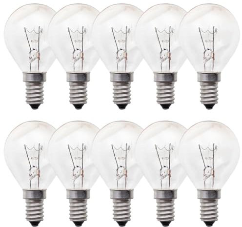 NCC-Licht 10 Stück Tropfenlampe Kugel klar E14 15W warmweiß dimmbar 230V