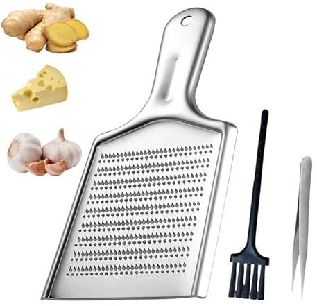 Zester Edelstahl Reiben Set Reibe Raspel Küchenreibe für Zitronen Ingwer Gemüse Käse Parmesanreibe Zitronenreibe Käsereibe Profi Hobel Küche Pinsel