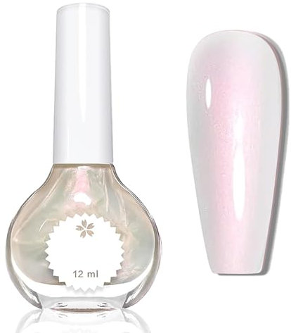 Fast-Drying Pearl White Nail Polish – Holographic Clear Glitter, Long-Lasting & Chip-Resistant, Ideal for DIY Nail Art & Manicure Sets