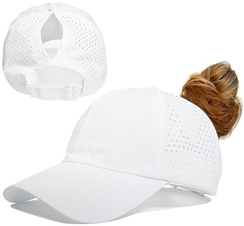 Gisdanchz Cappello Donna con Visiera Estivo Coda di Cavallo, Cappelli Cappellino Berretto Donna con Visiera Estivo Baseball cap per Running Corsa Golf Tennis, Bianco One Size