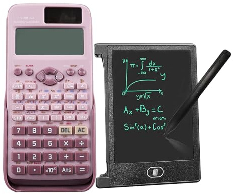 FX-991EX Calculatrice multifonction scientifique avec tablette d'écriture effaçable LCD de 4,4 pouces, avec 522 fonctions et 10 + 2 chiffres, pour étudiants et enseignants, bureaux (Rose)