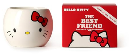 Hello Kitty & Friends Strawberry & Cream Scented Candle – 1-Wick 140g Candle with Sweet Fruity Fragrance, Decorative Jar for Home Décor or Gifting