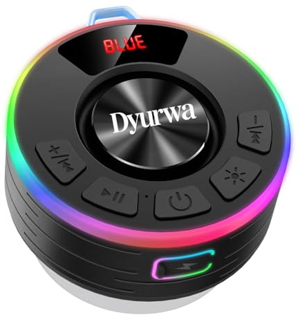 Wasserdichter Bluetooth Duschlautsprecher, 10H Bluetooth-Lautsprecher mit Saugnapf, Tragbare bluetooth 5.3 Lautsprecher mit Stereo-Sound, IPX7 Wasserdicht Musikbox Tragbare für Badezimmer Bergsteigen