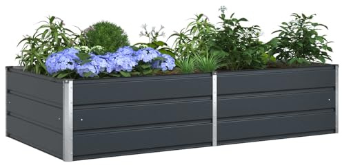 vidaXL Pflanzkübel Anthrazit 195 x 100 x 45 cm Verzinkter Stahl, Inspiration für Garten und Terrasse, industrielle Elemente, langlebige Designs für Außenbereiche, einzigartige Deko-Ideen