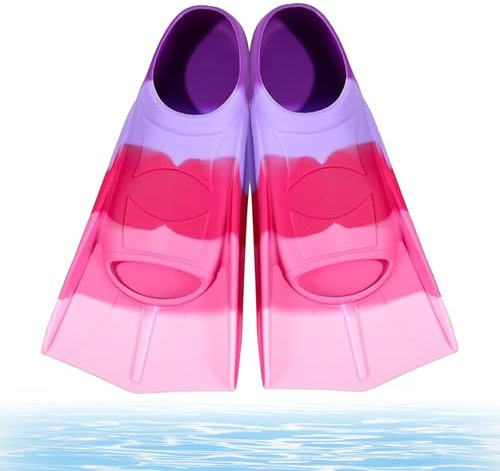 bechoanigel Palmes de Natation pour Enfants Adulte, Confortables Courtes Palmes Silicone pour Enfants, pour Plongée avec Tuba et l'entraînement de Natation,Courtes Palme (Violet, M)