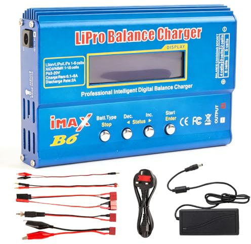 Lipo Battery Charger, Afenau 80W 6A RC Battery Charger with Power Cord and AC Power Adapter, Imax B6 Charger, Lipo Balance Charger for Various Lithium Batteries