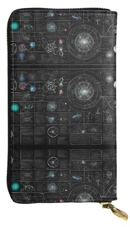 ESNAIUVCD Abstrakte Wissenschaft Chemie Illustration 3D-Druck Echtes Leder Damen Herren Geldbörsen Multifunktions-Clutch Geldbörse Reißverschluss Groß Reise Handy Lange Geld Geldbörsen