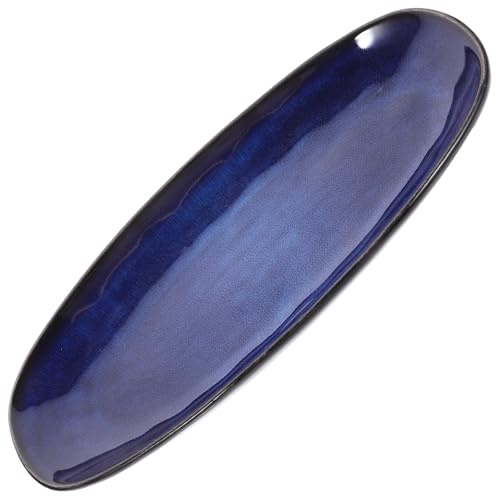 LIFKICH Piatti da Portata Particolari in Ceramica Blu per Sushi e Pesce, Multiuso per Ristoranti e Uso Quotidiano Design Elegante