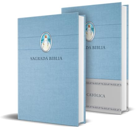 Biblia Católica en español. Tapa dura azul, con Virgen Milagrosa en cubierta / Catholic Bible. Spanish-Language, Hardcover, Blue, Compact: Color Azul, ... En Portada/ Blue, With Virgin on the Cover