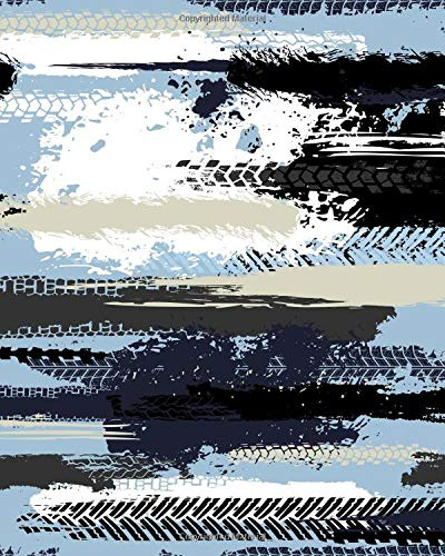 Dotted Grid: Automobile and motorcycle tire tracks Seamless Notebook Dotted Grid 100 pages (8 x 10 Large Size)