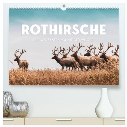 Rothirsche - Die imposanten Könige der Wälder. (hochwertiger Premium Wandkalender 2026 DIN A2 quer), Kunstdruck in Hochglanz: Majestätische Geweihe. (CALVENDO Tiere)