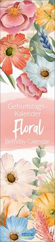 Geburtstags-Langplaner Floral: Immerwährender Geburtstagskalender. Wandkalender im Format 11 x 48 cm.