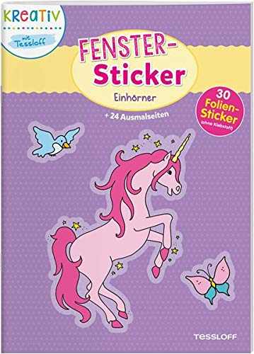 Fenster-Sticker. Einhörner. Mit 30 Folienstickern: Mit 30 Folienstickern + 24 Ausmalseiten