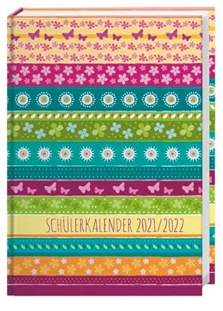 Streifen Floral Schülerkalender A5 Kalender 2022: 17 Monate. Von August 2021 bis Dezember 2022.