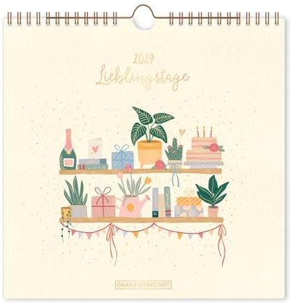 Grafik-Werkstatt Wandkalender 2027 Lieblingstage – Quadratischer Kalender mit Prägung und Goldveredelung – 20 x 20 cm