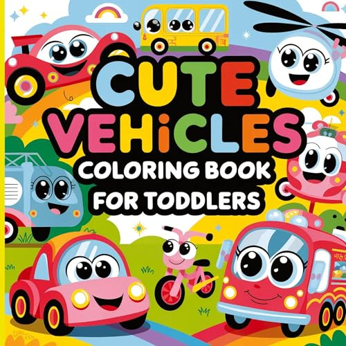 Cute Vehicles Coloring Book for Toddlers: Car Coloring Book for Boys