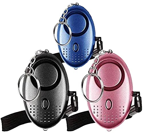 Emergenza Allarme personale Qoosea Scream Safesound Allarme 140dB LED Torcia elettrica per bambini/donne/Anziani/Studente Protezione autodifesa protetta (Nero + blu + rosa)