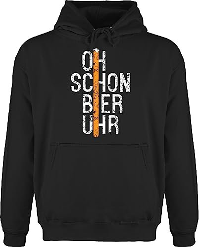Hoodie Herren Pullover Männer - Kompatibel mit Oktoberfest - Oh schon Bier Uhr Schrift - 4XL - Schwarz - bavaria bavarian october fest bayrisch bayern oktober oktoberfestbekleidung boarische