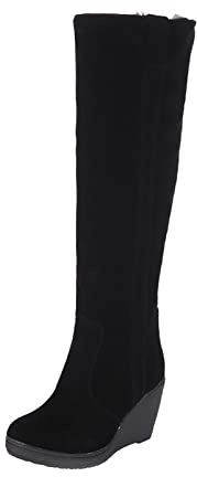 ZYUEER Chaussures Femme Talons Compense Cuissarde Plate Bottines Plateforme Nubuck Bottes Noir Hautes Sexy Chaud Hiver