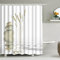 Alishomtll Duschvorhang Textil Duschvorhang Stoff mit Ringen 175x178cm, Welle Duschvorhang Badewanne 3D Digitaldruck Polyester Anti Schimmel Waschbar, Weiß