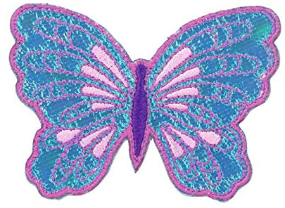 Bügelbild Patch Applikation zum Aufbügeln Schmetterling Glitzer 6,7 x 5,0 cm