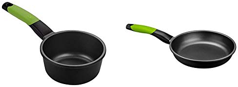 BRA PRIOR - Cazo, 16 cm, aluminio fundido con antiadherente Teflon Classic + PRIOR - Sartén de 24 cm, aluminio fundido con antiadherente Teflon Classic
