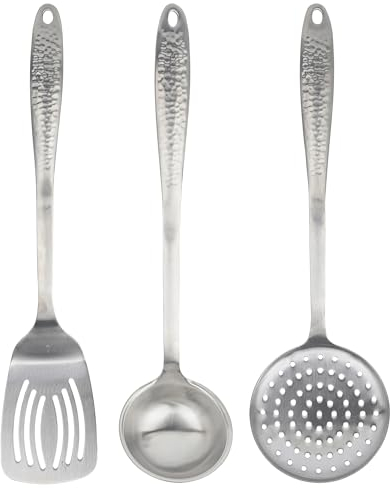 San Ignacio Q3786 Set 3 pcs utensilios de cocina-espumadera, cazo y espátula-acero inoxidable colección Origen