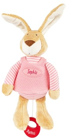 Sigikid Spieluhr mit Namen Bestickt, personalisiertes Geschenk Wunschmelodie wählbar, Hase rosa Rosa,OneSize,Rosa