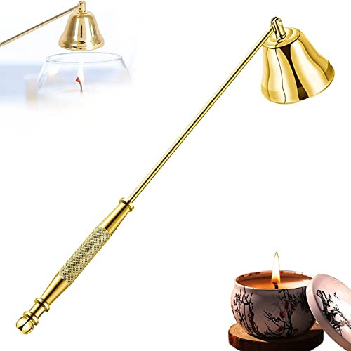 SZM09P1 Candle Snuffer Gold Edelstahl Langer Kerzenlöscher Kerzen Löscher Set mit Langem Griff Kerze Werkzeug Zubehör für Sicher Auslöschen Aromatherapie Kerzen Kerzenflamme 1 Stück