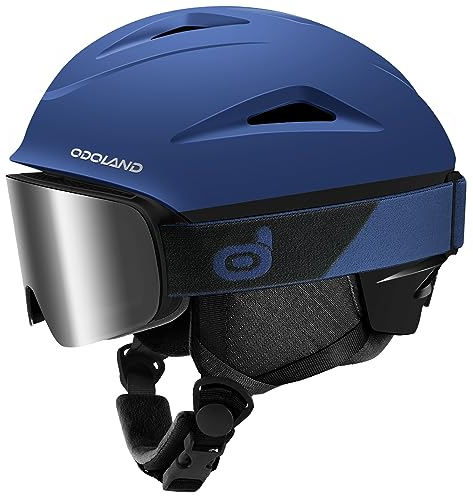 Odoland Casque de Ski et Snowboard, Casque À Neige avec Lunettes de Ski Anti-buée Anti-UV léger Adultes Hommes Femmes Jeunes, Antichoc et Universel pour Skating (Bleu-Clair, S)