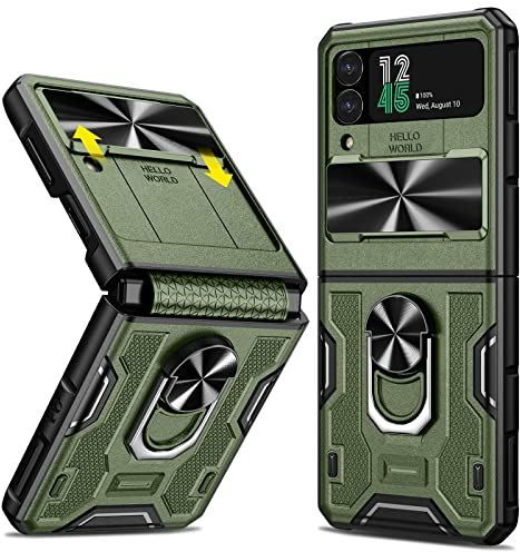 Doeshine für Samsung Z Flip 4 Hülle, Ganzkörper Robuste Stoßfeste Schutzhülle mit Magnetischer Standfunktion, Kamera Schutzhülle, PC Anti-Shock Case für Samsung Galaxy Z Flip 4 5G 2022 (Grün)